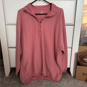 Aerie Pink Quarter-Zip Sweatshirt